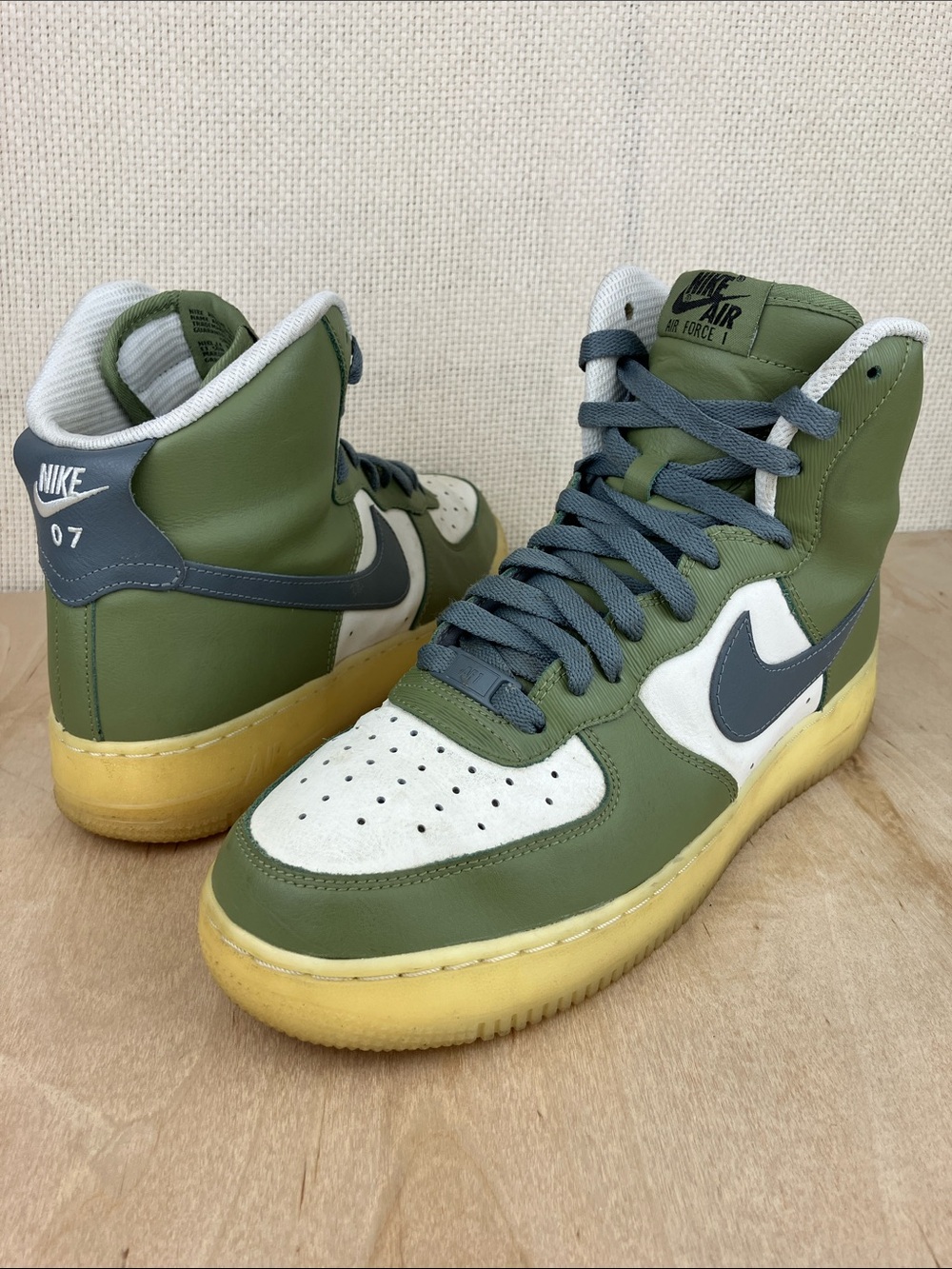 Nike By You Air Force 1 High Sneaker Olive Green White